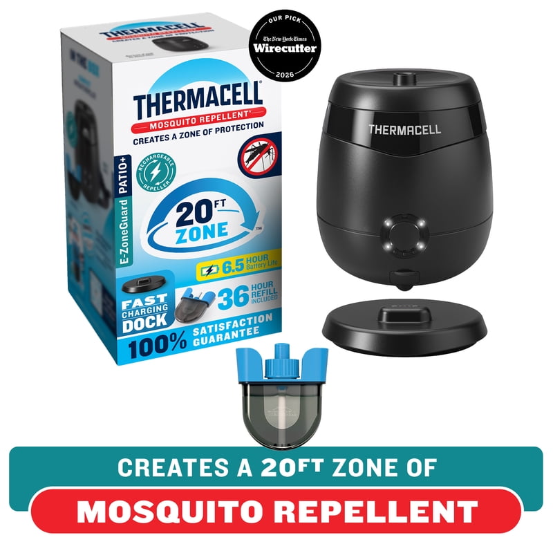 Thermacell E-ZoneGuard Patio + Rechargeable Mosquito Repeller + Fast Charging Dock with 36-Hr Refill and 6.5-Hr Battery