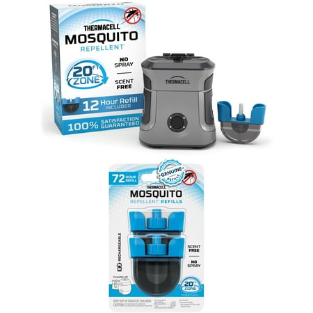 Thermacell Rechargeable Mosquito Repellent EX55 with Clip and 12-Hour Refill + Extra 72-Hour Refill