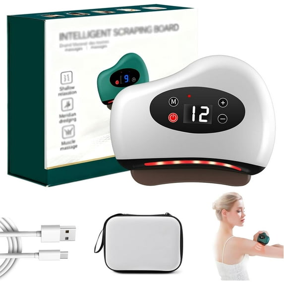 Thermaedge Foot Scraper,with Heating & 12 Vibration Adjustable Handheld Massager, Long-Lasting,,Massager for Feet Legs Arms Back and Face (Green)