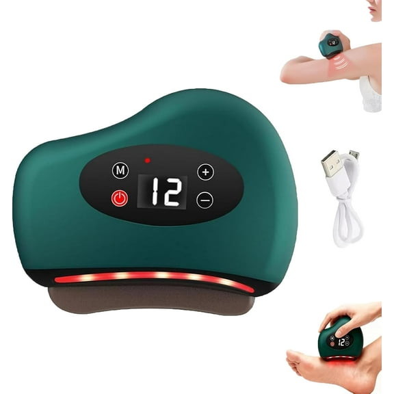 Thermaedge Plantar Fasciitis Tool, Thermaedge Foot Scraper, 4-in-1 Heated Gua Sha Massager, 12 Levels of Adjustable Vibration and Temperature, Suitable for Feet, Legs, Back and Body (1Pcs-G)