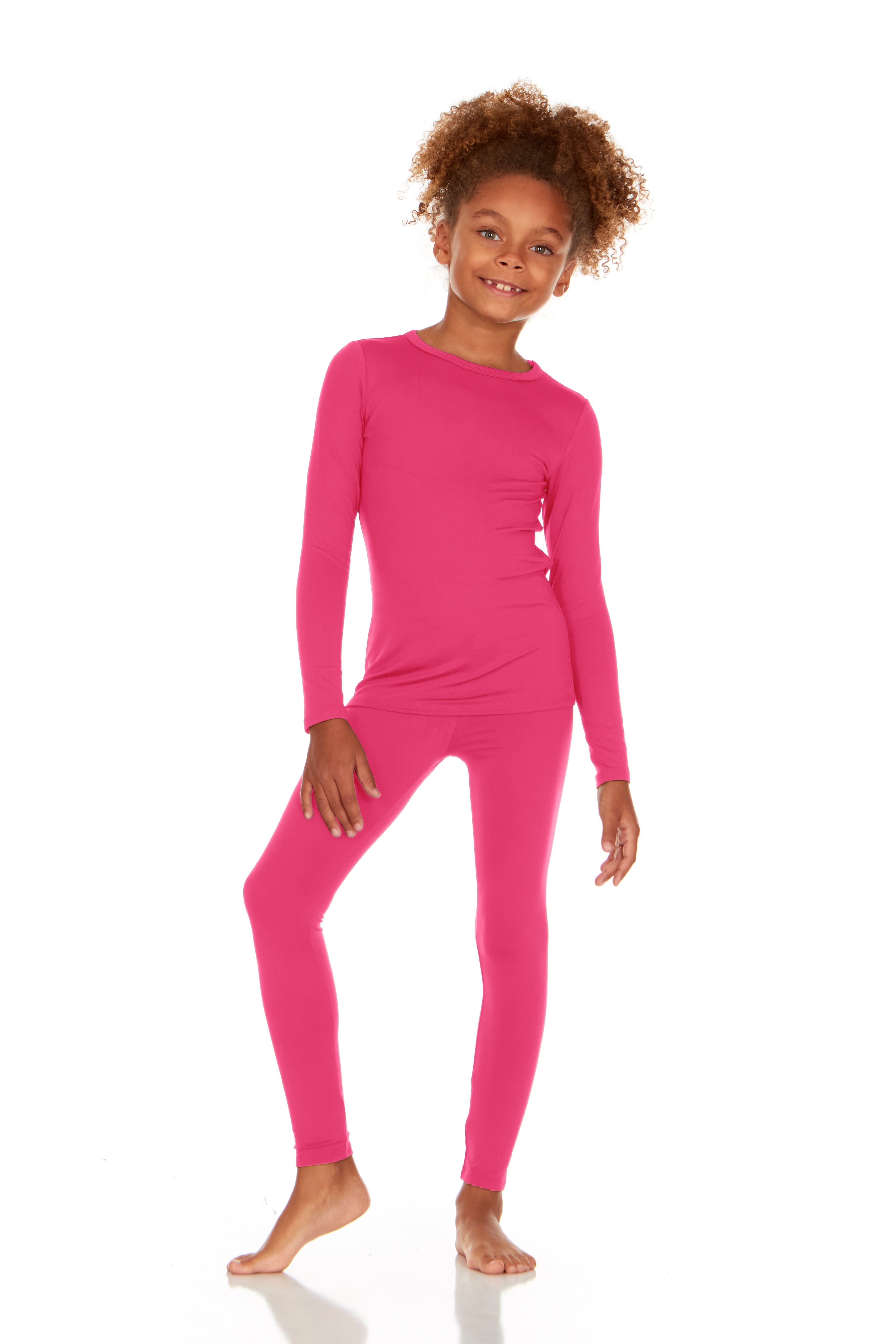 Thermajane Thermal Underwear for Girls Long John Set Kids (Pink, Large)