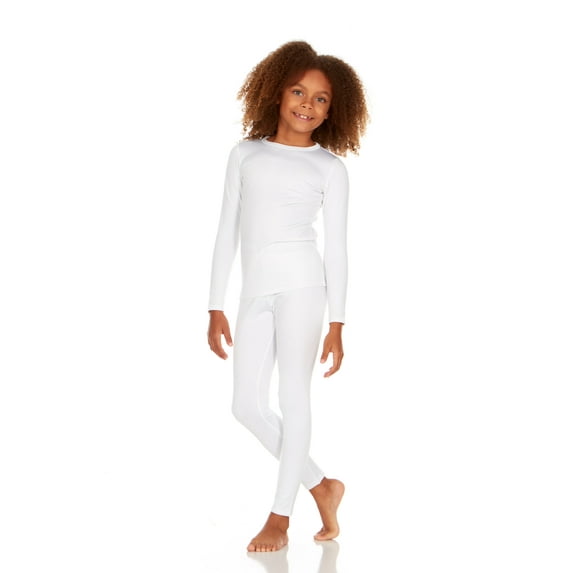 Thermajane Thermal Underwear for Girls Long John Set Kids (White, X-Small)