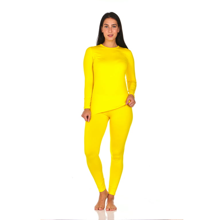 Thermajane Thermal Underwear for Women Crewneck Long Johns Set (Medium,  Yellow)