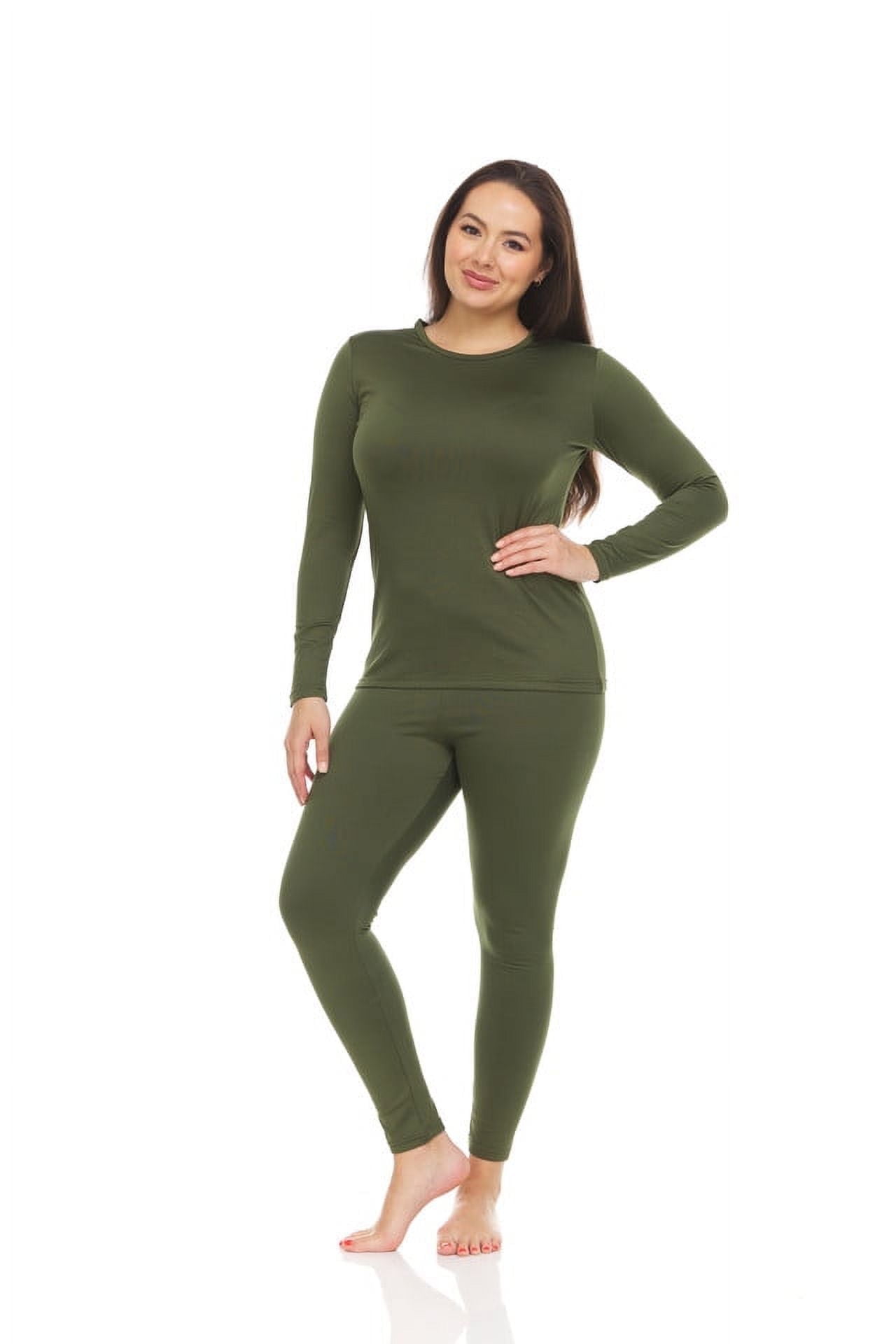 Thermajane Thermal Underwear for Women Crewneck Long Johns Set