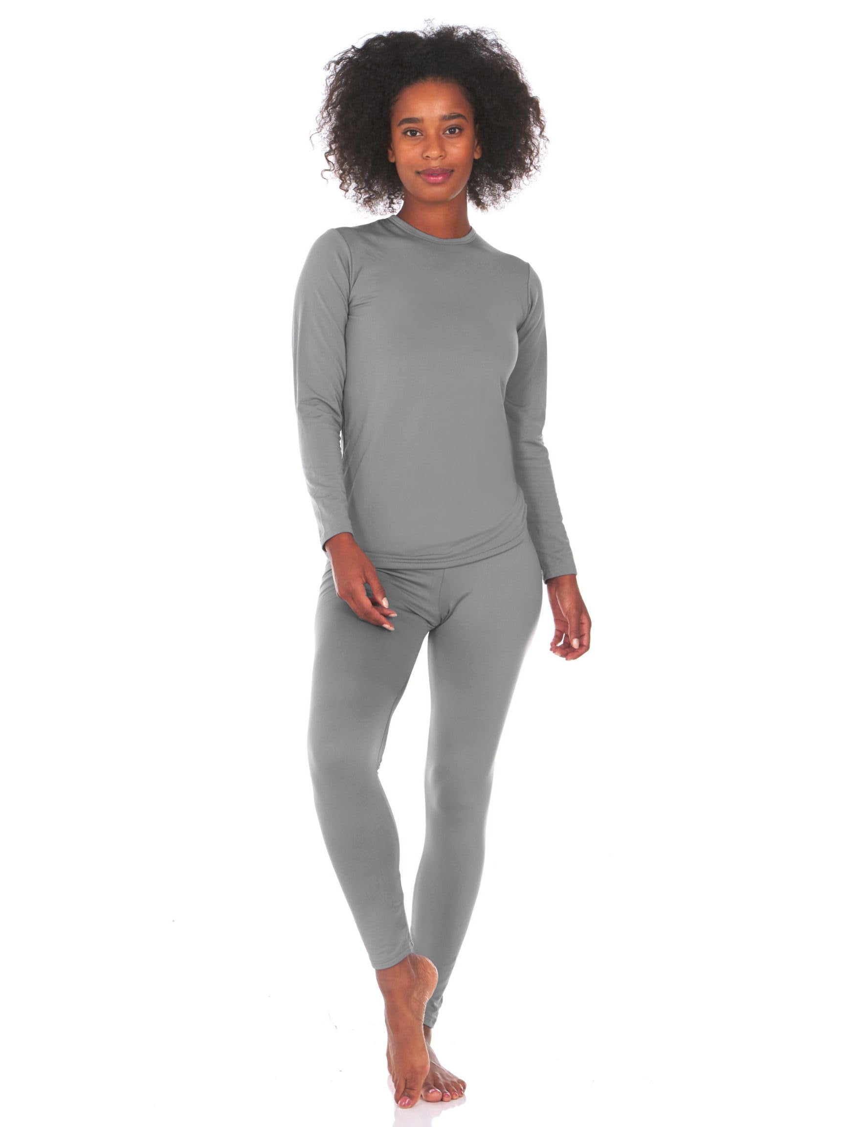 MODGE Underwear Women Ladies Thermal Underwear Set Winter Seamless  Shapewear Thin Crew Neck Cotton Sweater Trousers Set (Color : Gray, Size :  One Size 35-65kg) : : Clothing, Shoes & Accessories