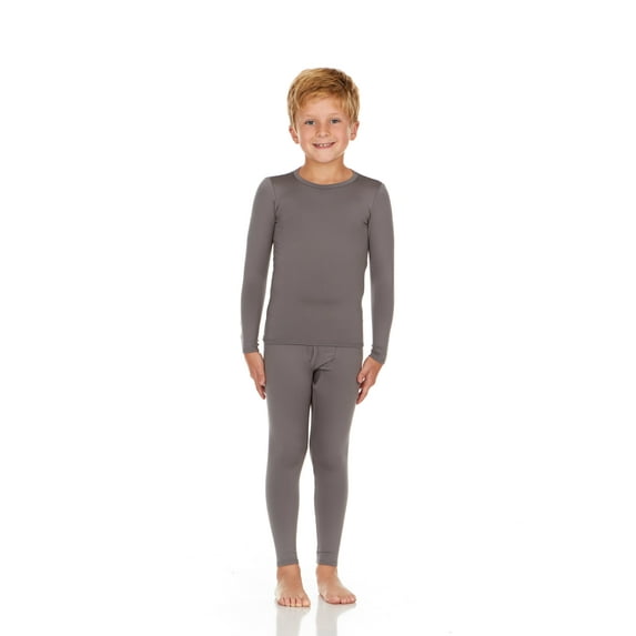 Thermajohn Thermal Underwear for Boys Long Johns Set Kids (Grey, Large) Keep Your Kids Warm and Cozy