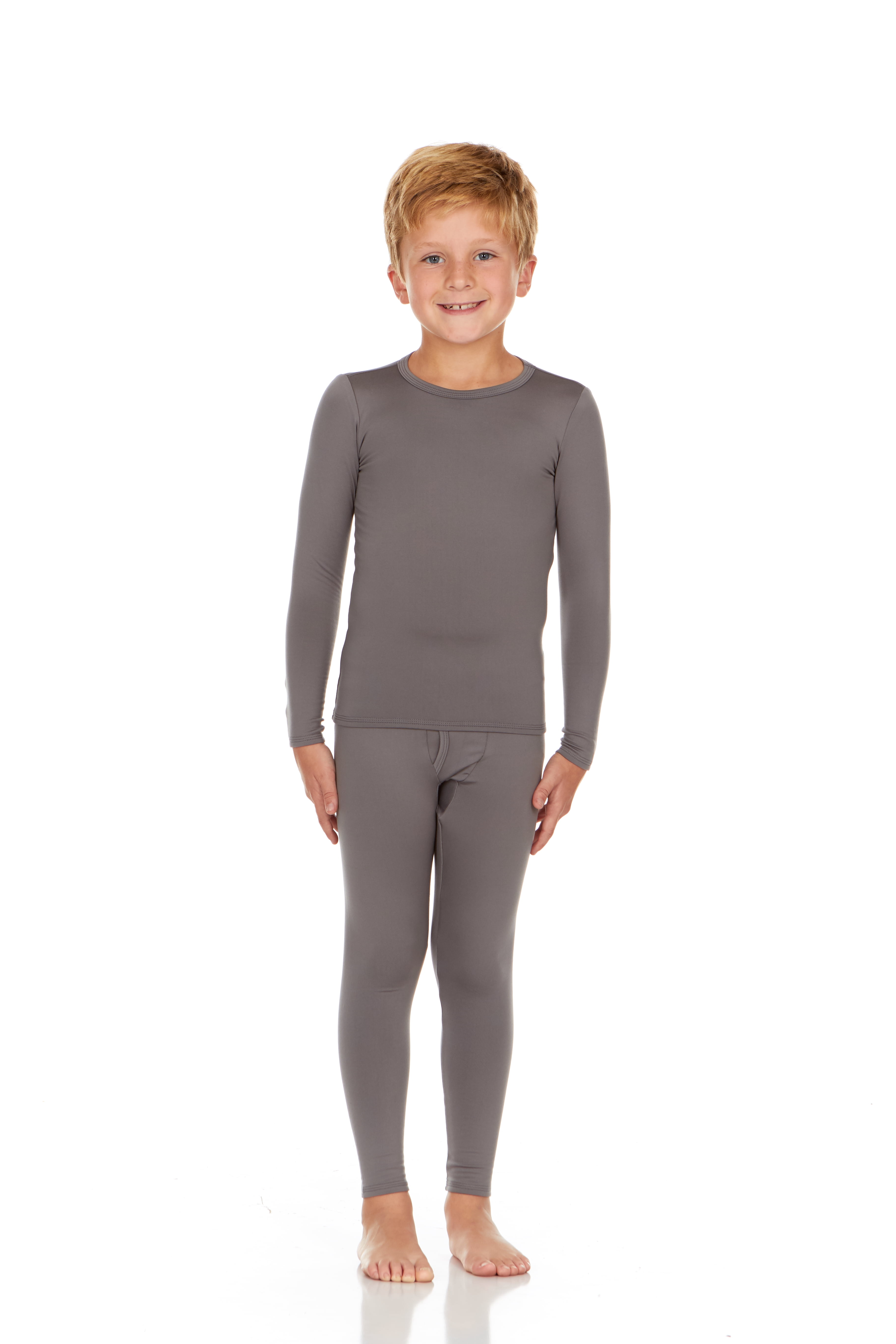 Thermajohn Thermal Underwear for Boys Long Johns Set Kids (Grey, Large ...