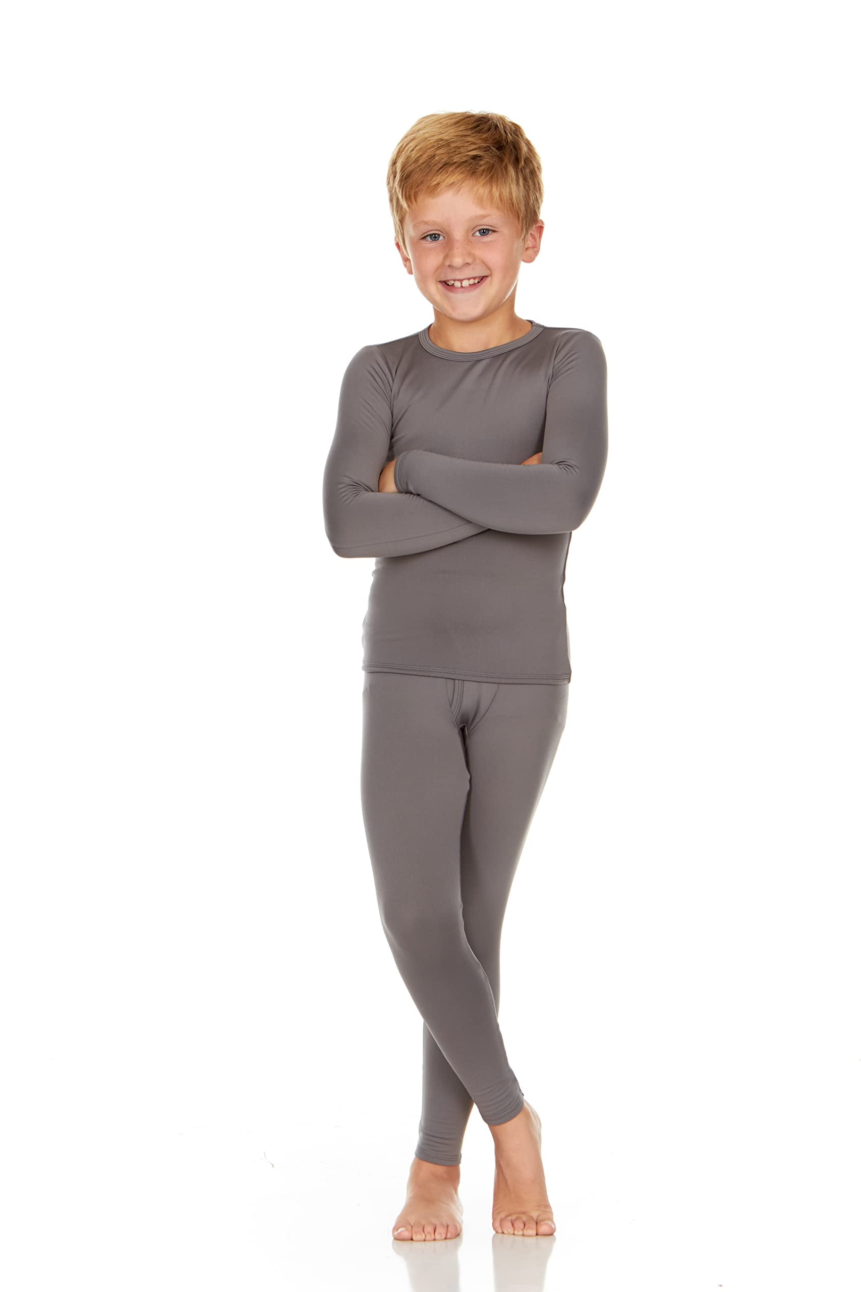 Thermajohn Thermal Underwear for Boys Long Johns Set Kids (Grey, X