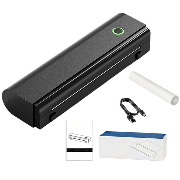 Thermal A4 Portable Printer Set, Mobile Document Printer with Thermal Paper, Wireless and USB Connection, Inkless Printing Compatible with iOS, Android, Windows