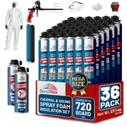 Thermal & Acoustic Insulation Spray Foam 36 x 32.80 oz / 720 Board ft, Polyurethane Self Expanding, Closed Cell, Heat and Sound Insulation - 36 Pack