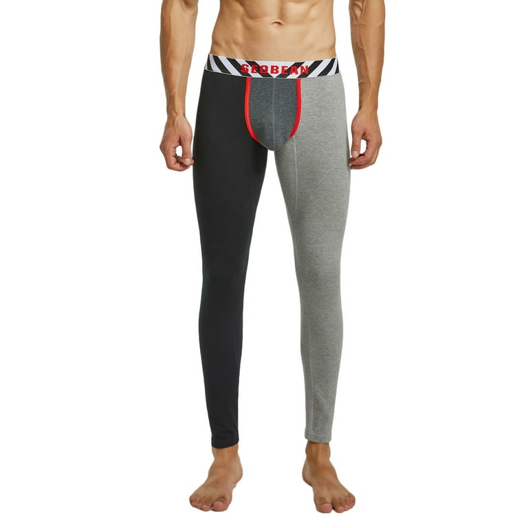Thermal Base Layer Pant for Men Color Matching Thermal Underwear Sexy  Stretch Fleece Lined Base Layer for Cold Weather