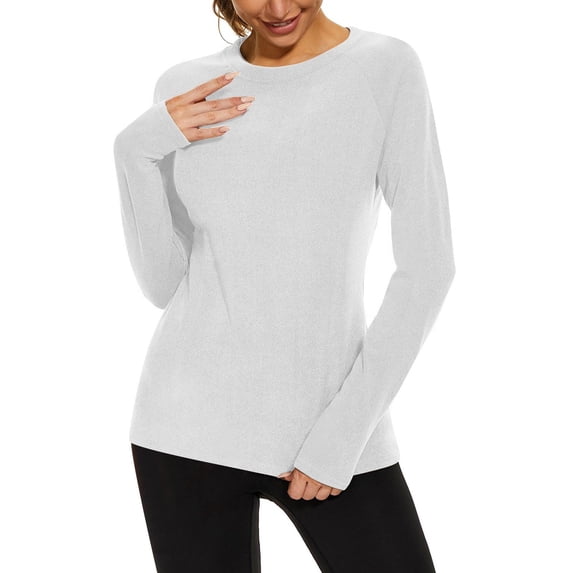 Thermal Base Layer Tops for Womens 2026 Long Sleeve Warm Fleece Lined Undershirt Soft Crew Neck Pullover Shirts