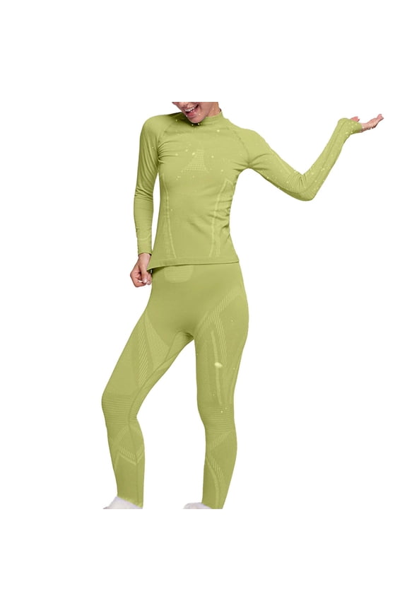 Thermal Base Layer Women, Ski Base Layers Women, Ladies Thermal Clothing & Leggings Thermal Underlayer Women Ladies Thermal Underwear Set Green M