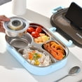 thumbnail image 1 of Thermal Bento Lunch Box, 4 Grid Stainless Steel Space Leak-proof Insulation with Separate Soup Bowl, Applicable over 3 years old, Suitable for Travellers, Campers, Workers, Students（11*8*3 in）, 1 of 8