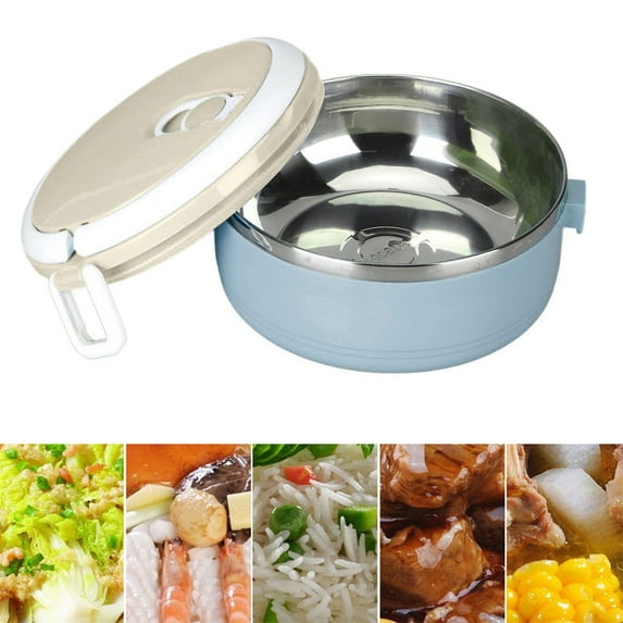 WUKXXAI thermal bento lunch box, stackable hot insulated food container, stainless steel, 5.7in