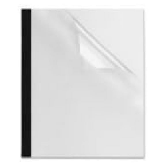 Thermal Binding Covers 1/4 Inch - Clear/Black - 10 Pack - Presentation Document Covers for Thermal Binding Systems - Durable Linen Texture Covers