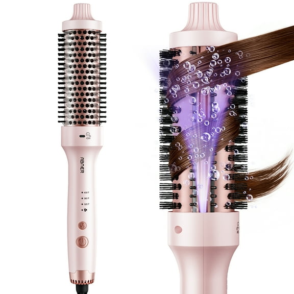 Thermal Brush for Blowout Look, ABNER 1.5 Inch Negative Ion Heated Round Brush, 3-in-1 Makes Hair Shinier & Smoother, Dual Voltage Travel Hair Styling Tool