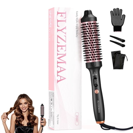 Thermal Brush, FLYZEMAA 1 1/2 inch Heated Round Brush with 3 Temperature Settings, Easy to Create Blowout Look, Pouch and Dual Voltage for Travel(Black) price history and forecast - FLYZEMAA
