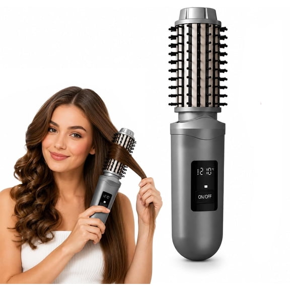 Thermal Brush, Rechargeable Lonic Curling Brush for Defined Curls and Waves, 3 Temperature Levels, Thermal Round Brush, 30 mm Heating Cylinder