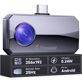 Thermal Camera for Android Smartphones & PC, 256x192 IR High Resolution Thermal Imaging Camera for Home Automotive Industrial Leak Heat Loss Inpsection, 25Hz Refresh Rate Thermal Imager