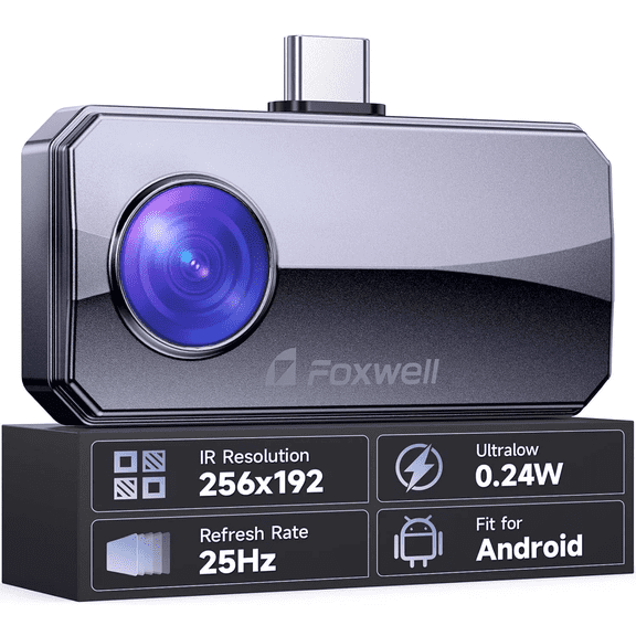 Thermal Camera for Android Smartphones & PC, 256x192 IR High Resolution Thermal Imaging Camera for Home Automotive Industrial Leak Heat Loss Inpsection, 25Hz Refresh Rate Thermal Imager