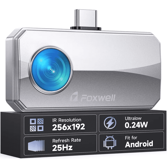 Thermal Camera for Android Smartphones & PC, 256x192 IR High Resolution Thermal Imaging Camera for Home Automotive Industrial Leak Heat Loss Inpsection, 25Hz Refresh Rate Thermal Imager