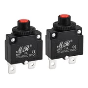 Thermal Circuit Breakers 11A 125/250V AC 32V DC Push Button Manual Reset Overload Protectors Switch 2 Pcs