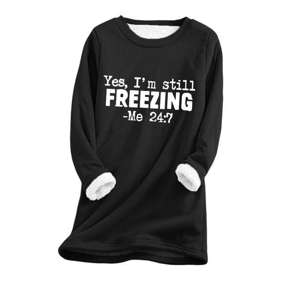 Thermal Clothes Women Fashion Print Crew Neck Casual Plus Long Sleeve Hoodie Top Thermal Undershirt for Women