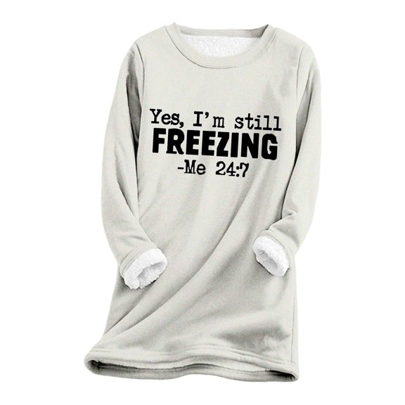 Thermal Clothes Women Fashion Print Crew Neck Casual Plus Long Sleeve Hoodie Top Thermal Undershirt for Women