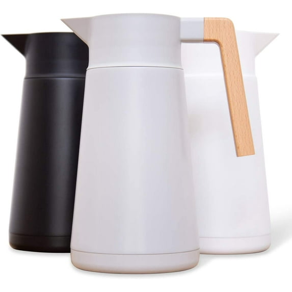 Thermal Coffee Carafe 68 Oz - Large Stainless Steel Insulated Carafe - 2 Liter Double Walled Vacuum Thermos Coffee and Beverage Dispenser with Tea Infuser and Strainer (Gray)