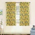 thumbnail image 1 of Thermal Curtains 63 Inch Length for Summer Heat,Light Heat Blocking 50% Black Out Nature Tree MCM Tropical Curtains for Living Room Bedroom 2 Panels Set,Yellow, 1 of 4