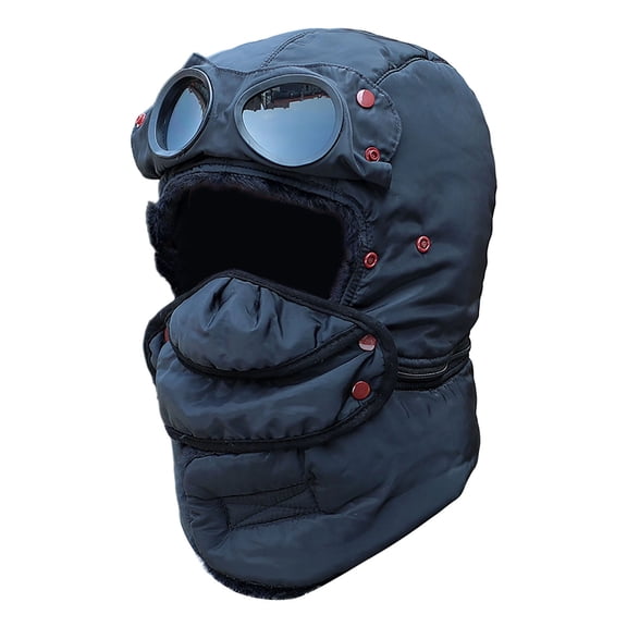 Thermal Cycling Face Mask Balaclava | 3-Layer Fleece Wind/Snowproof Gaiter with Clear PVC Lens Window • Breathable Anti-Fog Mesh • Fits Helmets 54-62cm