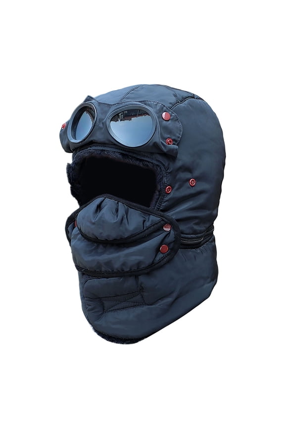 Thermal Cycling Face Mask Balaclava | 3-Layer Fleece Wind/Snowproof Gaiter with Clear PVC Lens Window • Breathable Anti-Fog Mesh • Fits Helmets 54-62cm