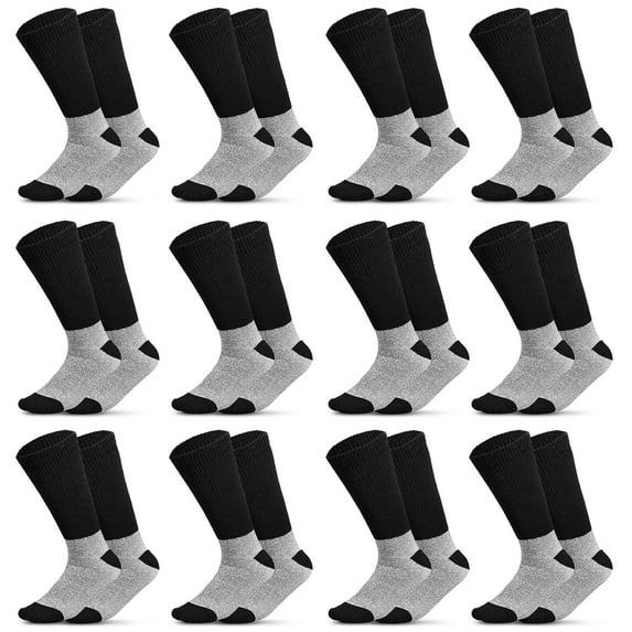 Thermal Diabetic Socks Thick Warm Winter Non-Binding Loose Crew Socks Men Women Unisex 9-11, 12 Pairs