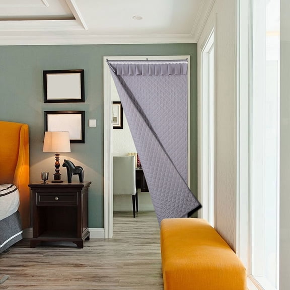 Thermal Door Curtain, Czzoypi Insulated Thickened Door Cover Blocks Cold Retains Warmth, Windproof Waterproof Soundproof Easy Installation with Handles