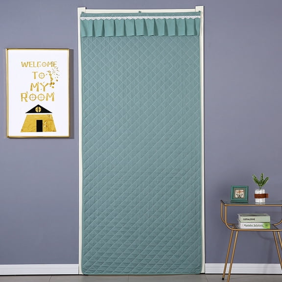 Thermal Door Curtain Insulated Quilted Fabric Blocks Drafts Door Cover Cloth& Retains Heat Fits Standard Doors 78.7X31.6In