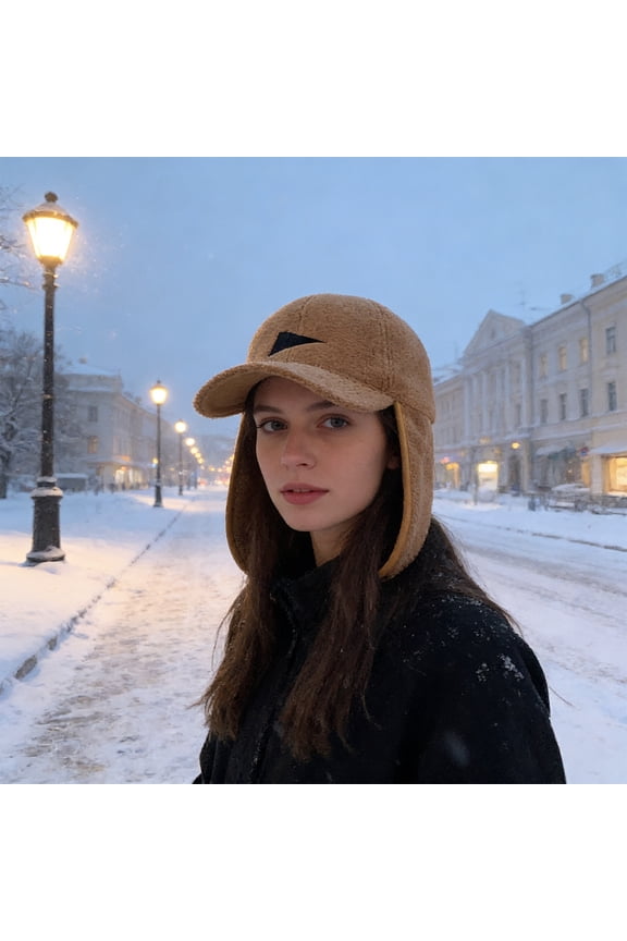 Thermal Ear Flaps Hat Cold Weather Baseball Cap Cold Weather Baseball Cap with Thermal Ear Flaps, Insulated Winter Hat for Men and Women, Khaki Color, Ear Protection for Harsh Winter Conditions