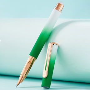 Thermal Erasable Pen for Campus Calligraphy Tool, Gradient Fountain Pen Featuring 5.3x0.4 Inch Metal, Replaceable Ink Cartridges