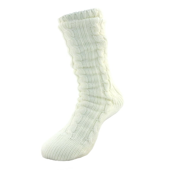 Thermal Extra Thick Super Soft Warm Fuzzy Comfy Home Socks - 1 Prs - White - Medium