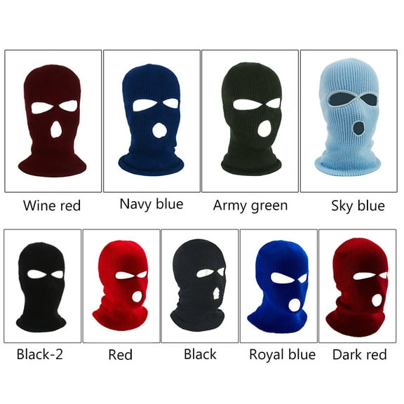 Thermal Face  Wind-proof 3 Hole Winter Knitted Cycle  Neck Warmer Motorcycle Under Helmet Lining  Caps Ultimate Thermal Retention Hat Full Face Cover Ski