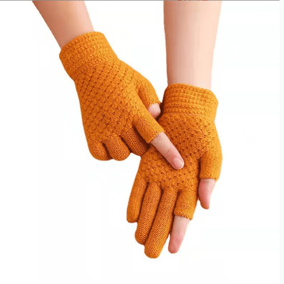 Thermal Fingerless Gloves Unisex Men Women Knitted Warm Winter Half Finger Gloves
