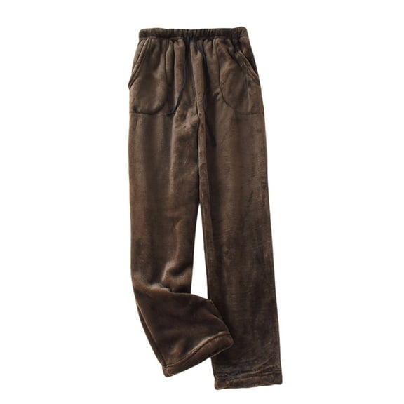 Thermal Flannel Lounges Pants For Women Drawstring Elastic Waist Winter Homewear Soft Sleepwear Fleece Pajama Bottoms
