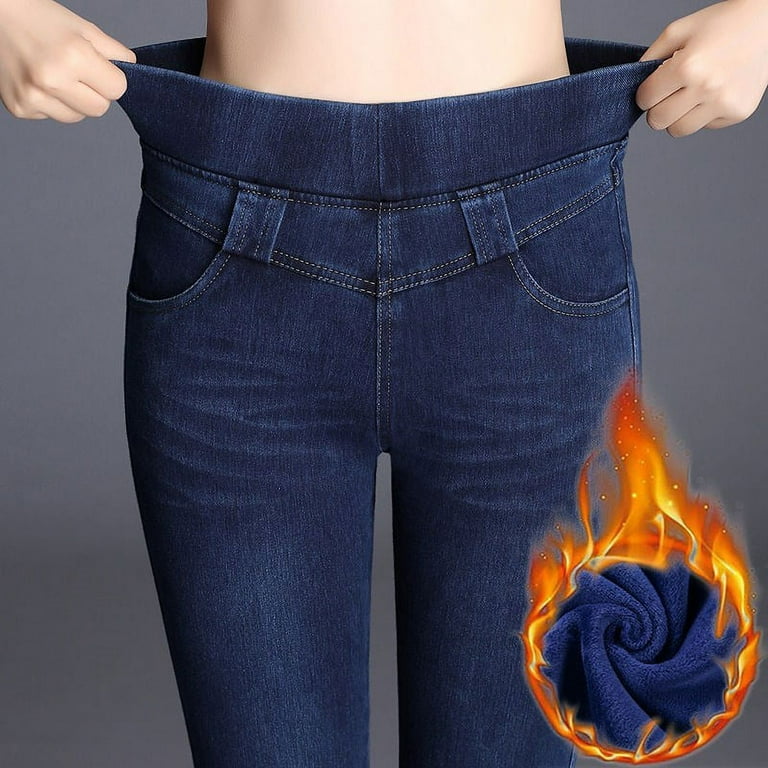 Thermal Fleece Denim Jeggings Super Comfy Stretch Denim Skinny Jeans for  Women
