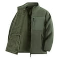 thumbnail image 1 of Thermal Fleece Jacket for Mens Winter Windproof Outdoor Warm Coat with Thick Fleece for Cold Weather Solid Zipper Outwear A-Army Green L, 1 of 4