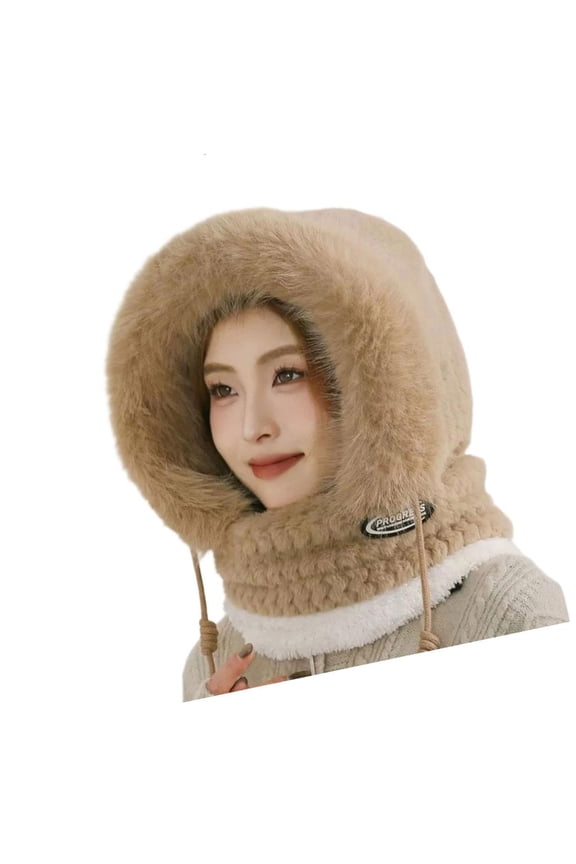 Thermal Fleece Lined Pullover Hat with Face Cover Windproof Earflap Design Balaclava For Skiing Cycling Winter Sport