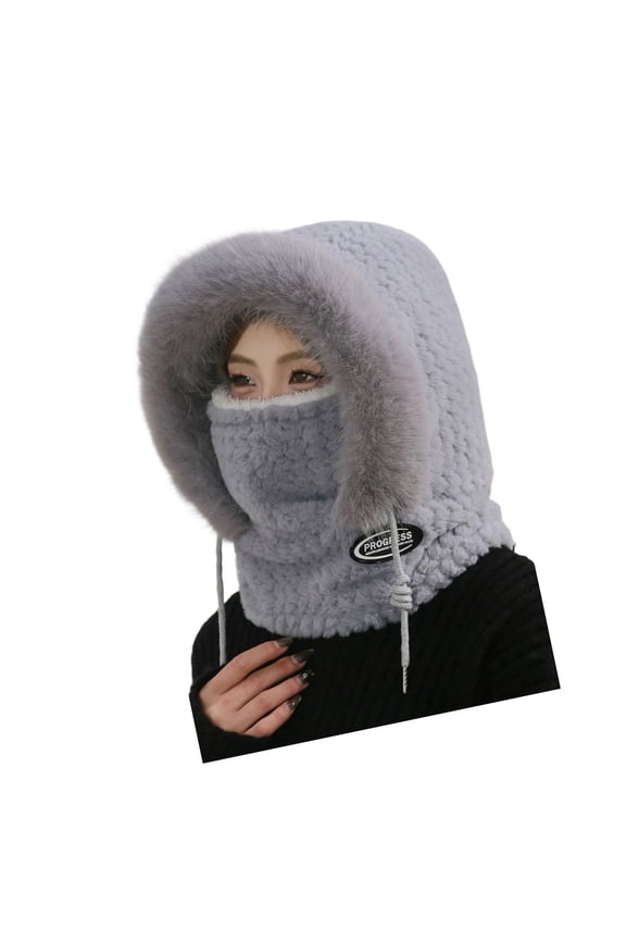 Thermal Fleece Lined Pullover Hat with Face Cover Windproof Earflap Design Headgear For Skiing Cycling Winter Sport