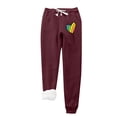 thumbnail image 1 of Thermal Fleece Lining Pants for Women Drawstring Elastic High Waist Cinch Bottom Joggers Thick Sherpa Warm Trousers (Small, Wine 01), 1 of 6