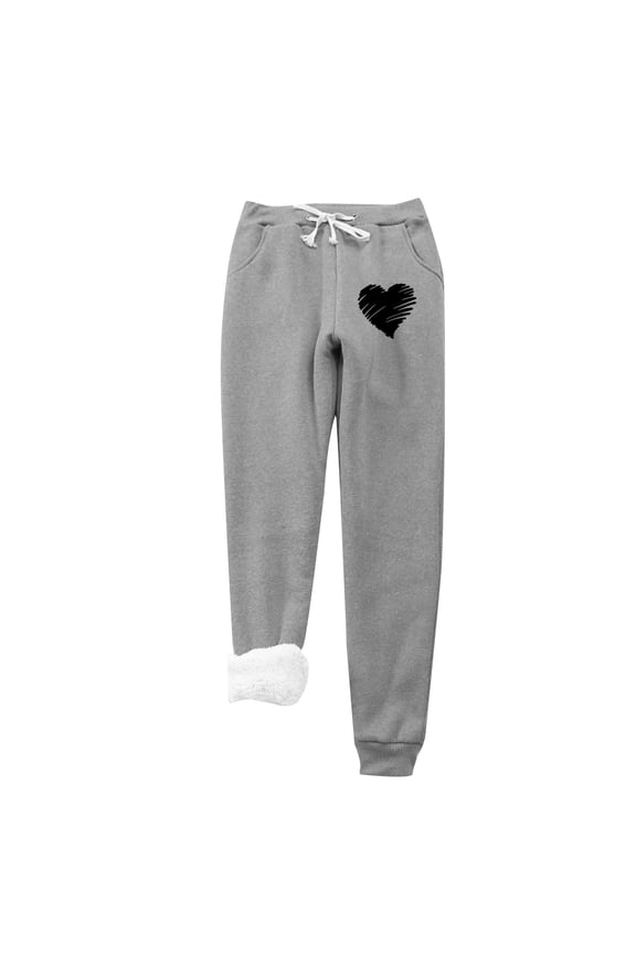 Thermal Fleece Lining Pants for Women Drawstring Elastic High Waist Cinch Bottom Joggers Thick Sherpa Warm Trousers (XX-Large, Dark Gray 02)