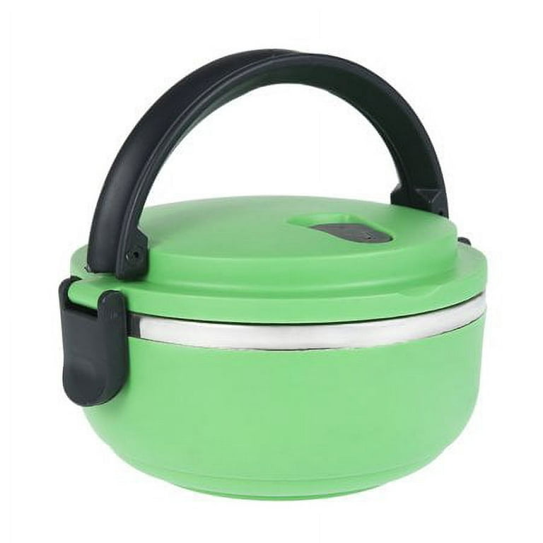 Portable Food Warmer Kids School Lunch Box Thermal Insulated Food Container Box, Boy's, Size: Green+1 Layer