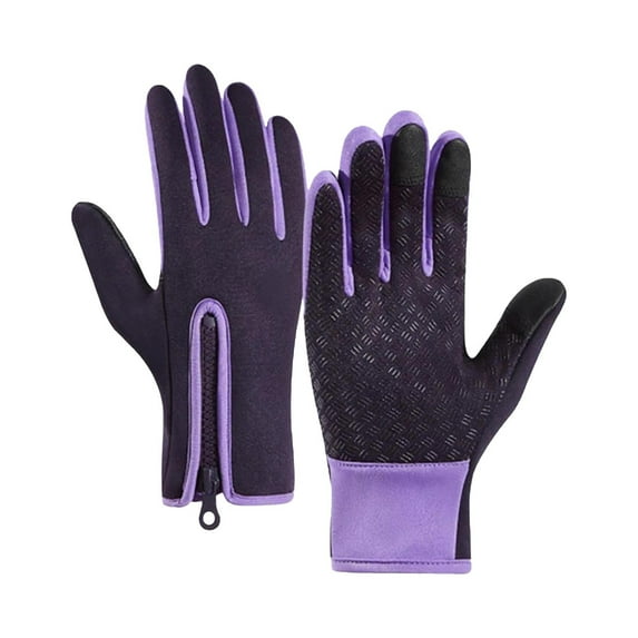 Thermal Gloves Waterproof Windproof Touch Screen Non-Slip Grip Winter Sports Men Women Purple Size M